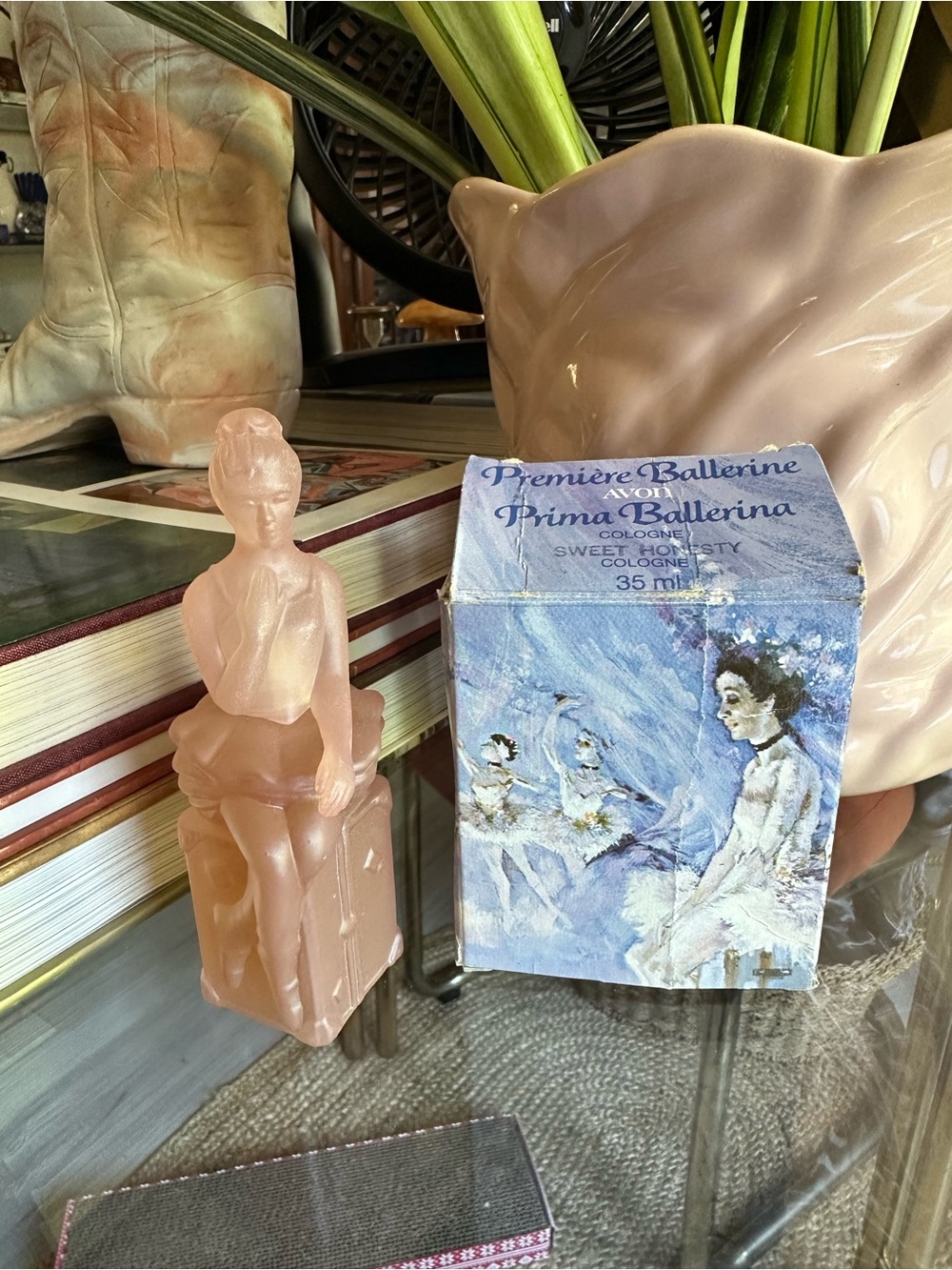 Avon Prima Ballerina Perfume Bottle 1981 Pink Frosted Glass Sweet Honey 35 mL